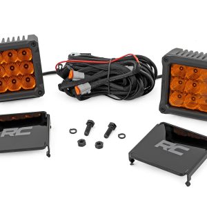4 Inch Chrome Series LED Amber Light Pods | Square | Amber DRL | Pair